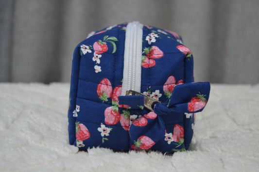 The Navy Strawberry Picnic Boxy Bag | Mini