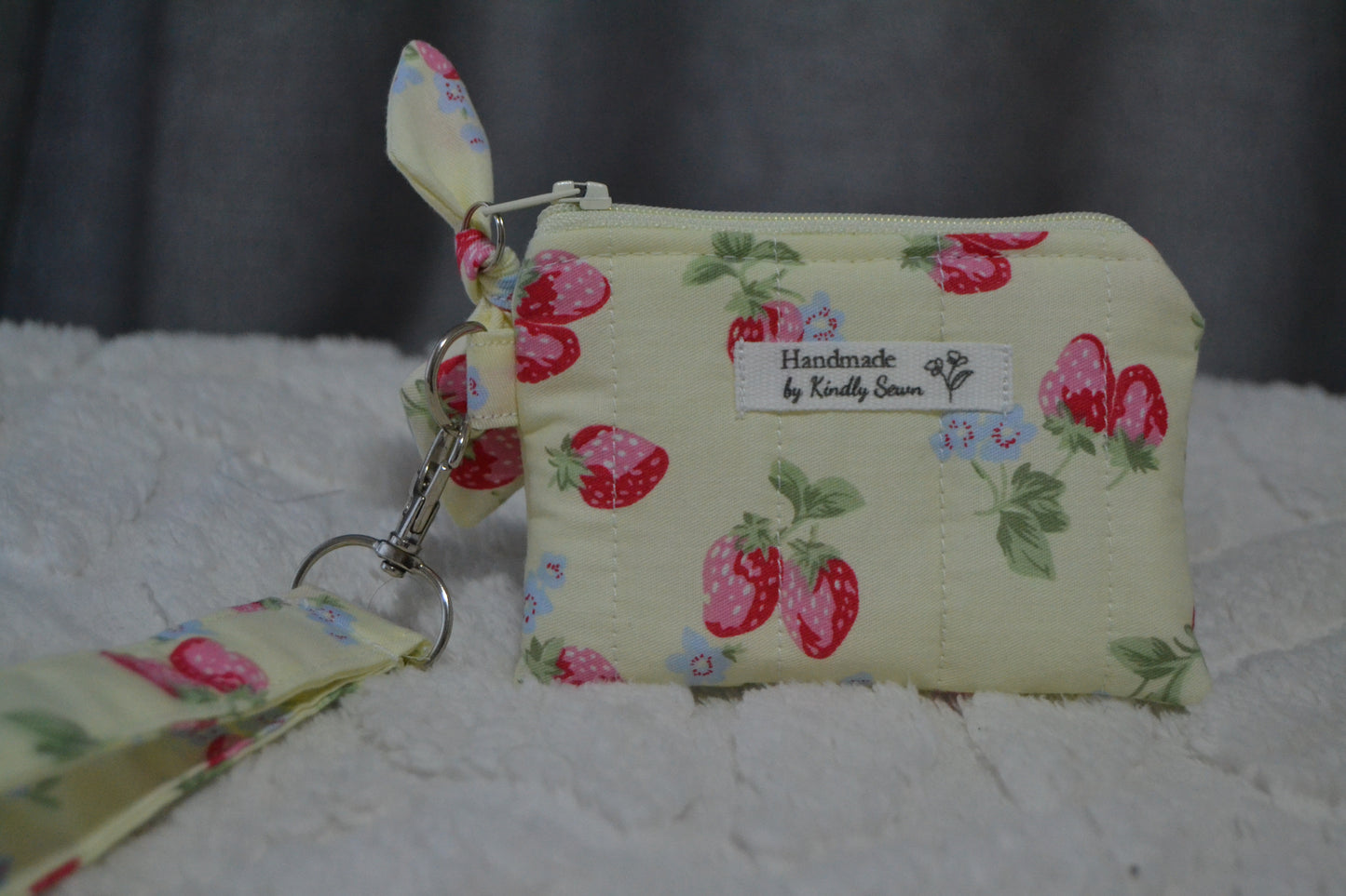 The Yellow Strawberry Picnic Keychain Wallet