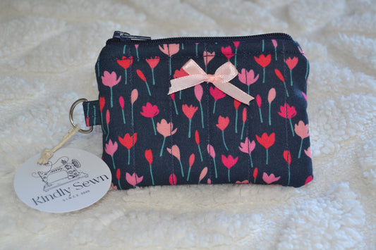 Navy Bloom Keychain Wallet