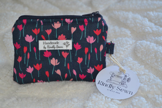 Navy Bloom Keychain Wallet