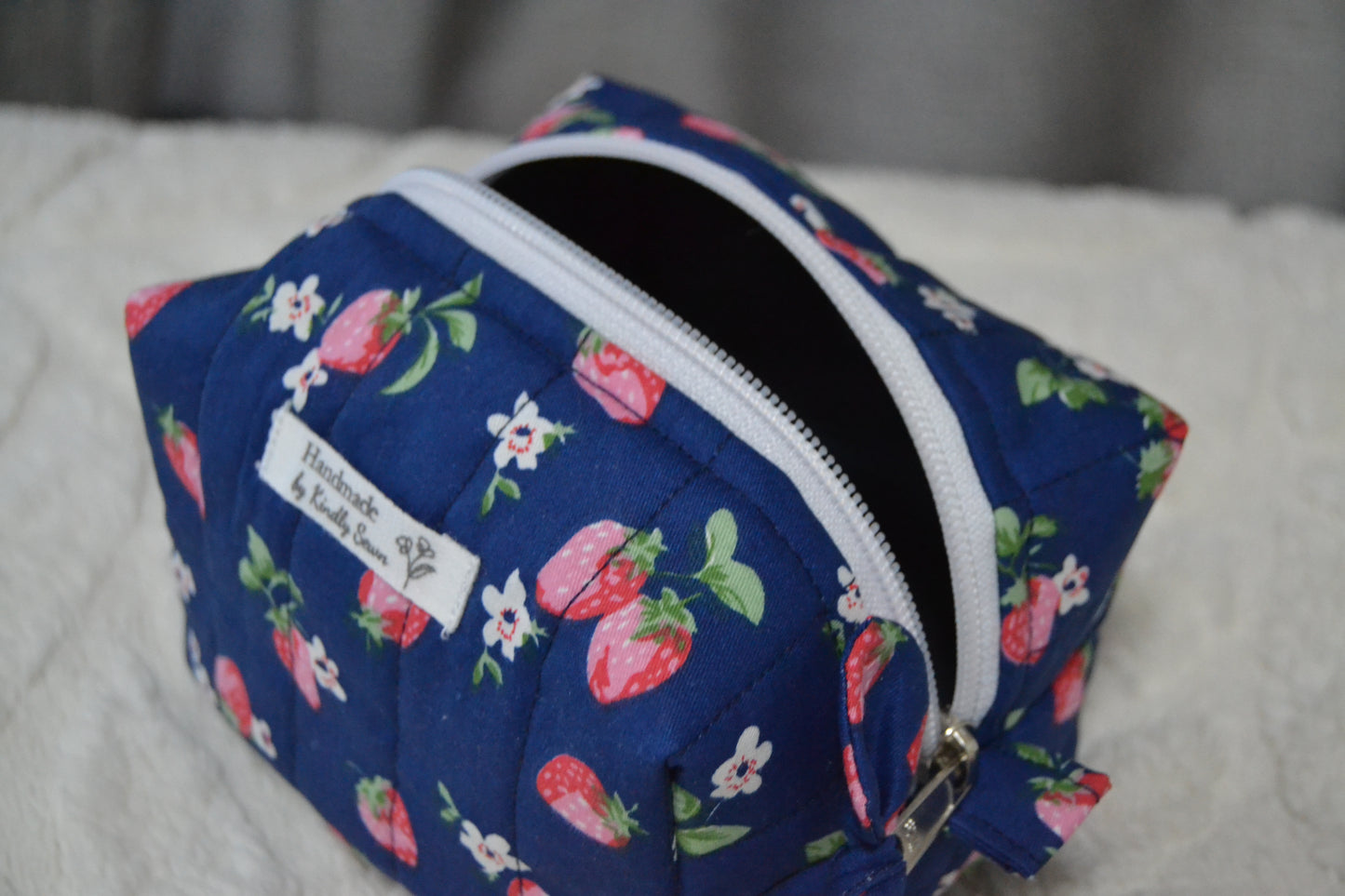 The Navy Strawberry Picnic Boxy Bag | Mini