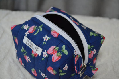 The Navy Strawberry Picnic Boxy Bag | Mini