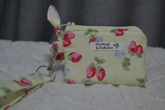 The Yellow Strawberry Picnic Keychain Wallet
